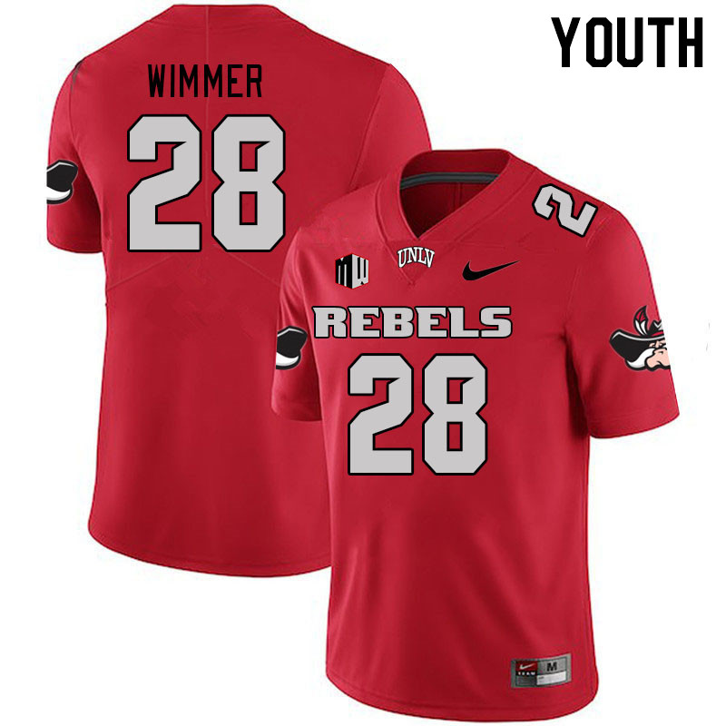 Youth #28 Andrew Wimmer UNLV Rebels 2023 College Football Jerseys Stitched-Scarlet